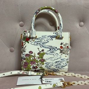 Charles & Keith Rabbit Illustrated Tote Bag in Cream NWT